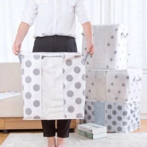Foldable Storage Bag Organizers, Large Clear Window & Carry Handles, Great for Clothes, Blankets, Closets, Bedrooms, and More